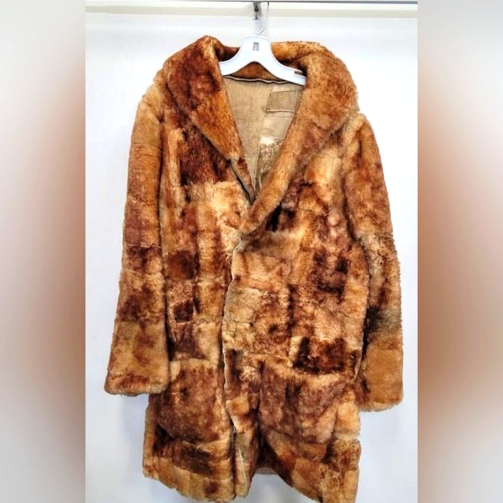 Mens genuine shearling fur coat size large